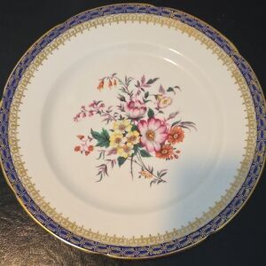 Royal Grafton Fine Bone China Floral Plate with Blue and Gold Accents